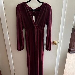 NWT Baltic Born Venus Pleated Maxi Dress in Mulberry